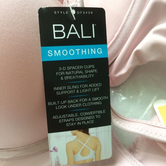 Bali DF3439 Smoothing Bra Pink 34DD Underwire Spacer Cups Convertible Straps NWT - Picture 5 of 5